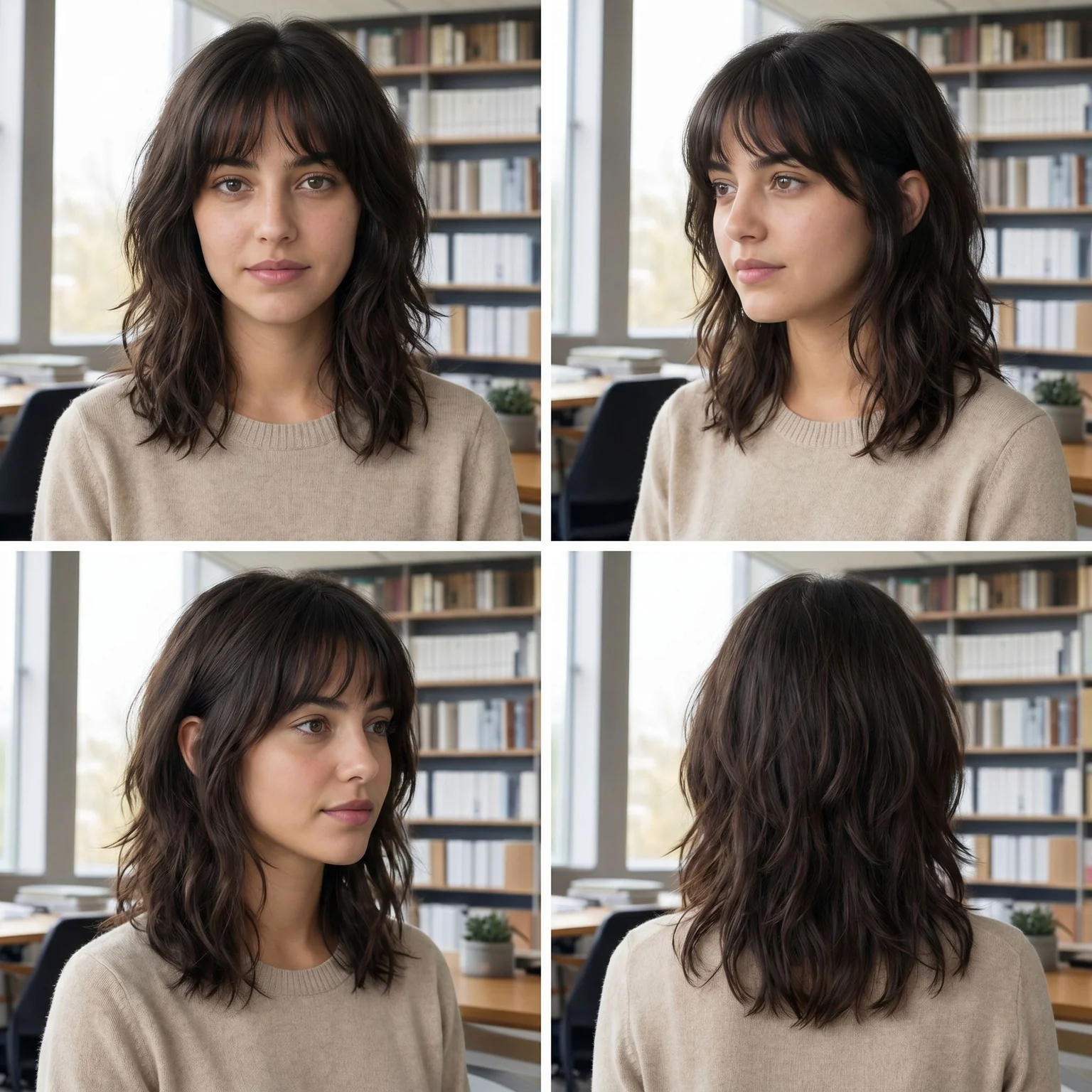 KI-Frisuren-Simulator mit vier Perspektiven Beispiel